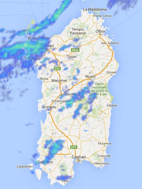 Radar Sardegna 1 2 - In questo inizio settimana permangono ancora piogge