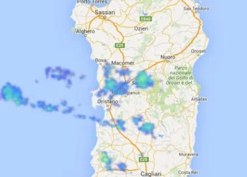 Radar sardegna 350x250 - Arrivano rovesci di pioggia, a tratti intensi, sui settori ovest