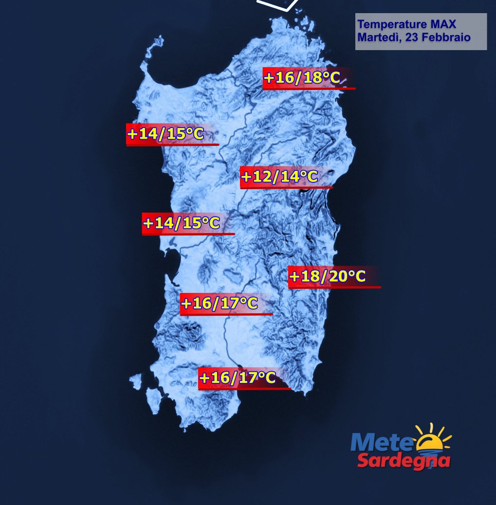 Temperature 5 - Oggi attese forti differenze termiche in Sardegna