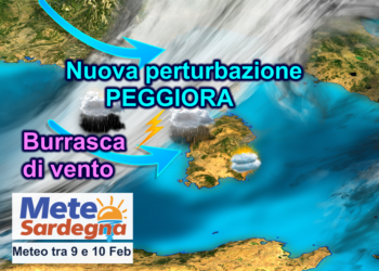 meteosardegna 9 10 Febbraio 350x250 - Meteo febbraio: altre perturbazioni in serie, fasi piovose e neve sui monti