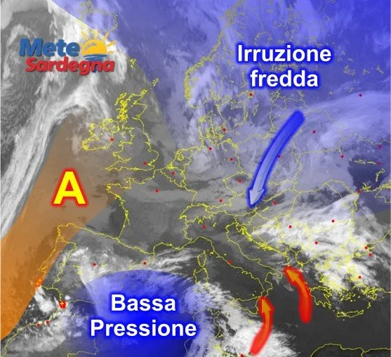 Ci siamo: grossa Bassa Pressione sta per colpirci Meteosat Sardegna 10 - Ci siamo: grossa Bassa Pressione sta per colpirci