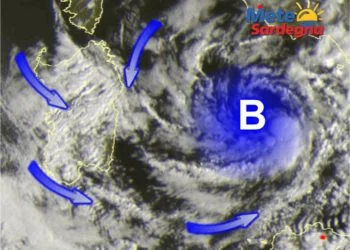 Meteosat Sardegna 350x250 - Perturbazione a ridosso delle coste ovest: imminente peggioramento