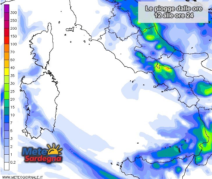 Piogge Sardegna 11 - Possibili piogge sui settori ovest e cagliaritano