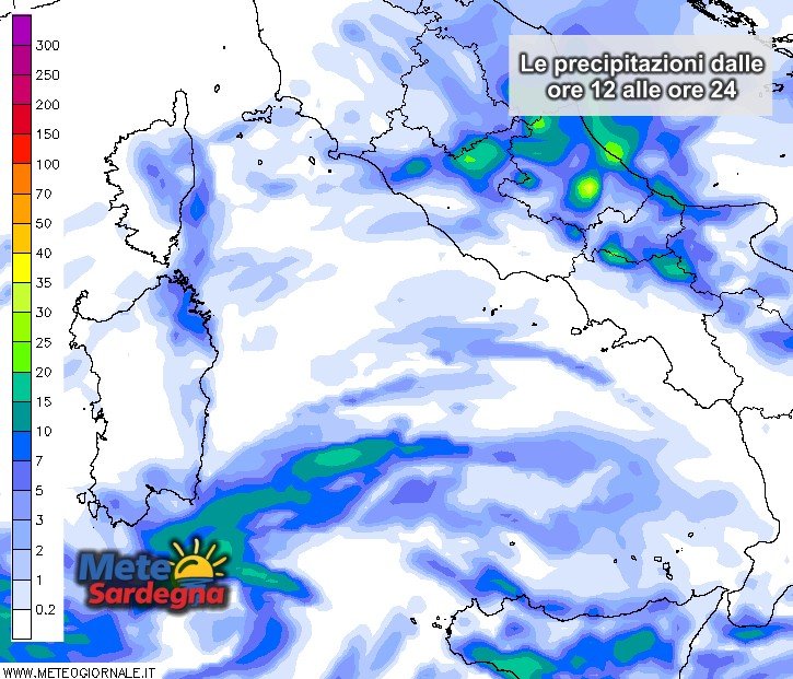 Piogge Sardegna 2 - Le piogge di oggi: su zone orientali e al Sud, con temporali