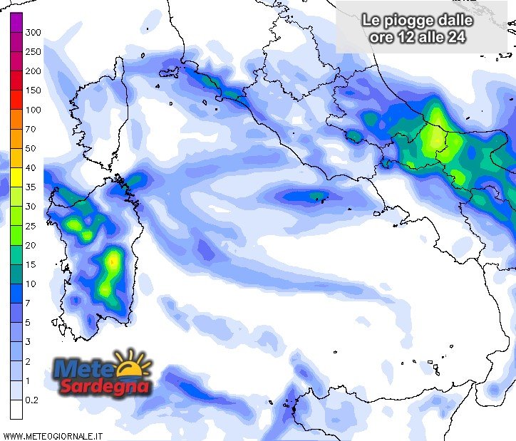 Piogge Sardegna 8 - Evoluzione meteo prossime ore: conferme su forti rovesci e temporali