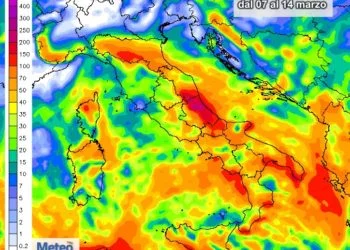 Piogge settimanali 350x250 - Previsione neve per stasera: quote e accumuli