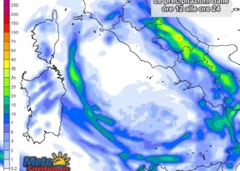 Precipitazioni Sardegna 350x250 - Mercoledì sera furioso Maestrale, freddo, ma poca pioggia