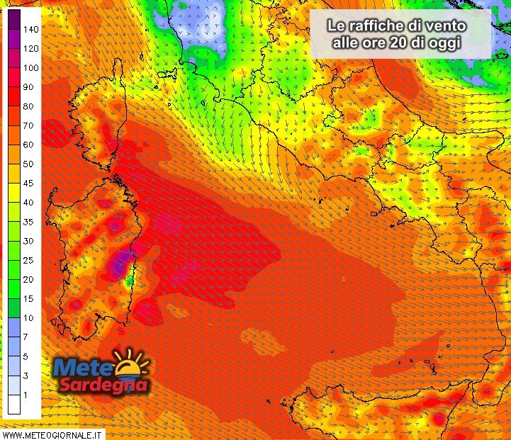 Vento Sardegna - Ecco la previsione "vento" per oggi
