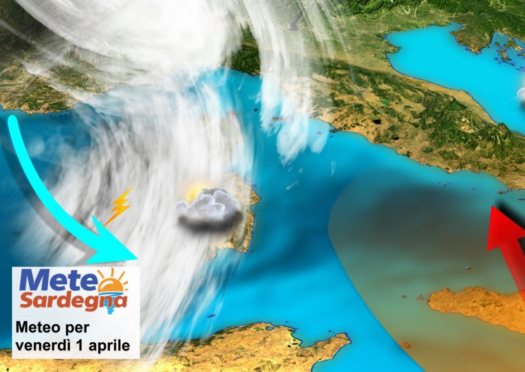 sardegna peggioramento meteo weekend inizio aprile 1024x725 - Perturbazione in arrivo, porterà qualche pioggia. Meteo un po' meno caldo