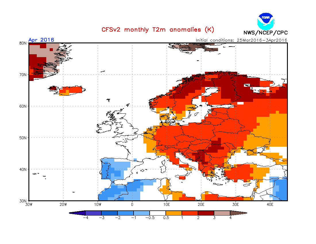 Come sarà il mese di aprile? Ecco la previsioni stagionali Anomalie termiche - Come sarà il mese di aprile? Ecco la previsioni stagionali