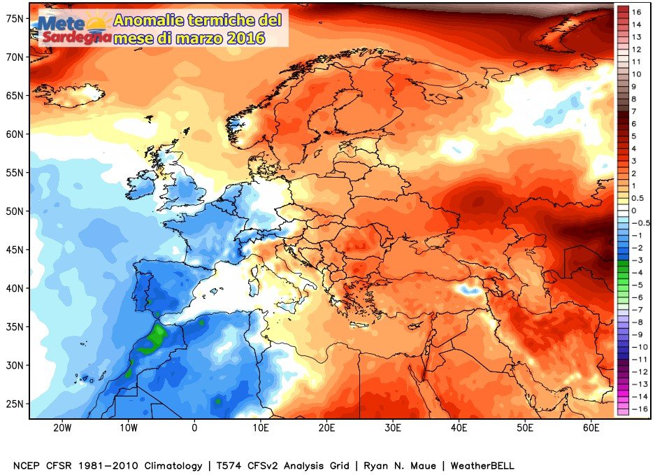 Anomalie termiche - Marzo 2016 in Sardegna, caldo o freddo: ecco il bilancio conclusivo