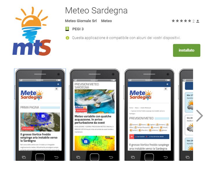 App MTS - Nasce la App Meteo Sardegna! Disponibile su Play Store