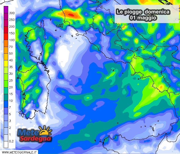 Piogge 3 - Forte maltempo del 1° maggio: in dettaglio le piogge previste