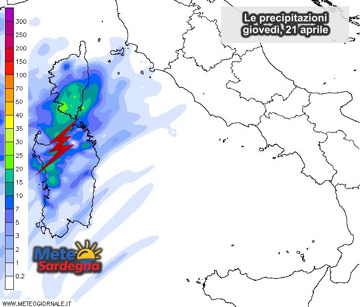 Piogge Sardegna 4 - I dettagli sul peggioramento temporalesco del pomeriggio