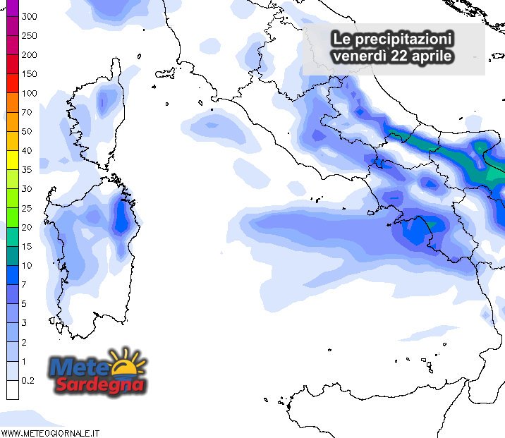 Precipitazioni Sardegna - Oggi potrebbe esserci qualche acquazzone