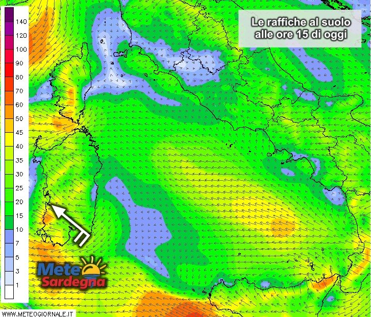 Atteso Scirocco con raffiche localmente intense Vento al suolo - Atteso Scirocco con raffiche localmente intense