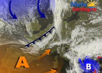 Meteosat 1 350x250 - Vortice perturbato a ridosso della Sardegna: piogge, temporali, anche neve