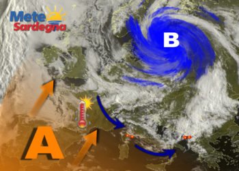 Meteosat 10 350x250 - Vortice perturbato a ridosso della Sardegna: piogge, temporali, anche neve