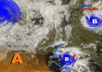 Meteosat 11 350x250 - Vortice perturbato a ridosso della Sardegna: piogge, temporali, anche neve