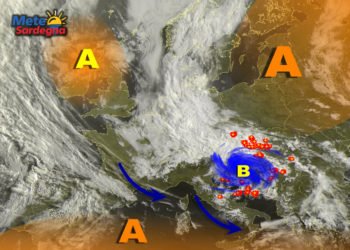 Meteosat 13 350x250 - Vortice perturbato a ridosso della Sardegna: piogge, temporali, anche neve