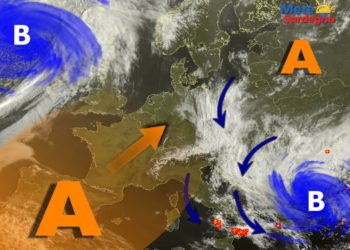 Meteosat 2 350x250 - Vortice perturbato a ridosso della Sardegna: piogge, temporali, anche neve
