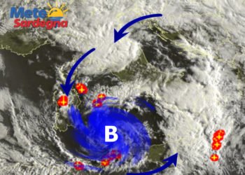 Meteosat 350x250 - Vortice perturbato a ridosso della Sardegna: piogge, temporali, anche neve
