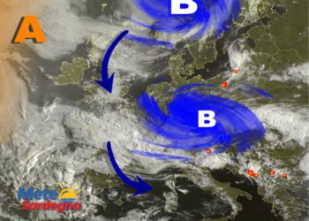 Meteosat 8 350x250 - Vortice perturbato a ridosso della Sardegna: piogge, temporali, anche neve