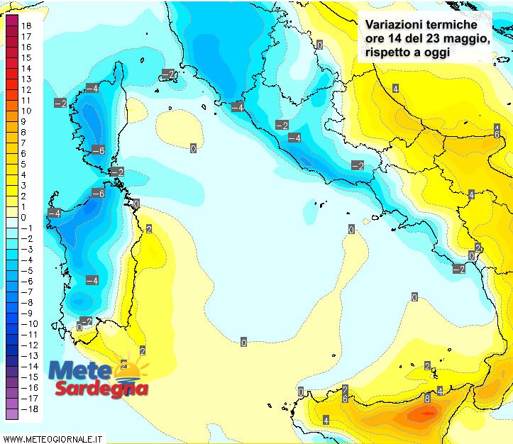 Variazioni termiche - Lunedì di nuovo fresco: temperature in forte calo