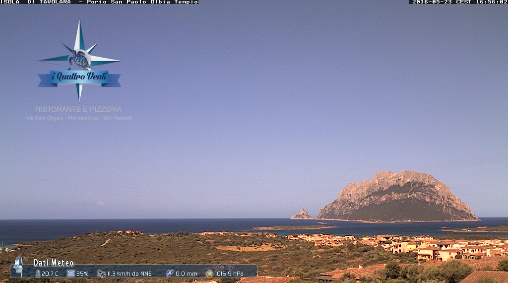 Guardate che splendida panoramica sull'isola di Tavolara. Fonte webcam meteolathuile.com