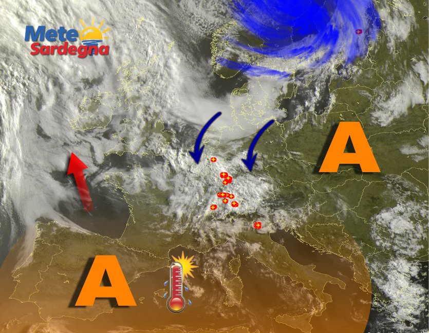 Meteosat 3 - Si avvicina aria fresca da nord: peggioramento meteo a un passo