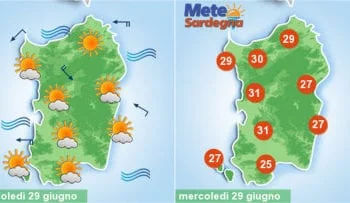 sardegna meteo estate caldo sole nubi temperature 350x203 - Meteo instabile con temporali pomeridiani. Torna un po' di caldo e l’estate