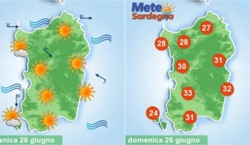 sardegna meteo weekend caldo giugno 350x203 - Meteo instabile con temporali pomeridiani. Torna un po' di caldo e l’estate