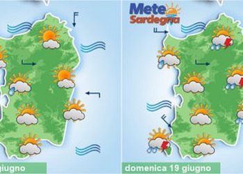 sardegna meteo weekend peggiora piogge temporali 350x250 - Meteo, sarà piena estate in Sardegna. Anticiclone porterà caldo in aumento