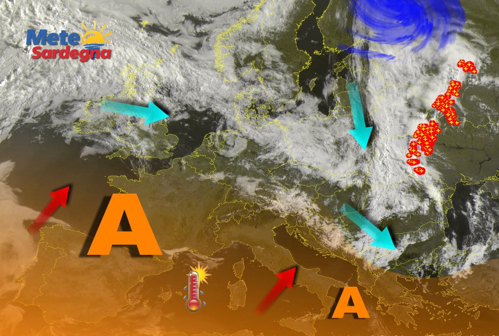 Fonte immagine Sat24, rielaborazione grafica a cura della Redazione del Meteo Sardegna.