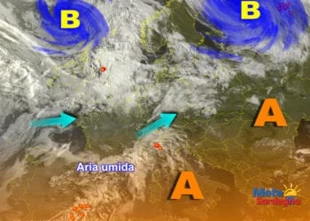 Meteosat 6 350x250 - Un po' di nubi da ovest, ma siamo in pieno regime d'Alta Pressione