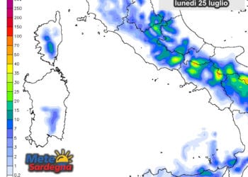 Piogge 5 350x250 - ULTIM'ORA: afa e caldo in Sardegna, ma in arrivo temporali ed una Bassa Pressione