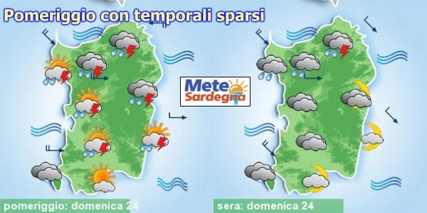 meteo domenica temporali sardegna - Domenica, arrivano i temporali in molte località. Rinfresca. Da Lunedì clima estivo