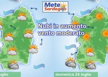 meteo sabato e domenica 1 350x250 - Notte insonne per molti sardi, ma oggi caleranno temperature. Domenica qualche temporale