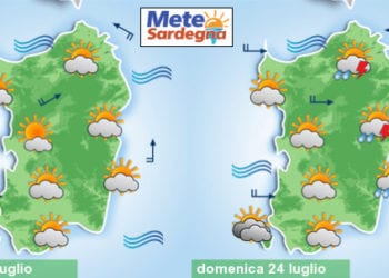 meteo sabato e domenica 4 350x250 - Notte insonne per molti sardi, ma oggi caleranno temperature. Domenica qualche temporale