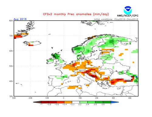 precipitazioni 2 - Come sarà agosto 2016? Prime ipotesi meteo climatiche