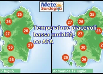 temperature massime 1 1 350x250 - Cagliari, meteo incerto, temporali alla lontana. Da lunedì sole e caldo