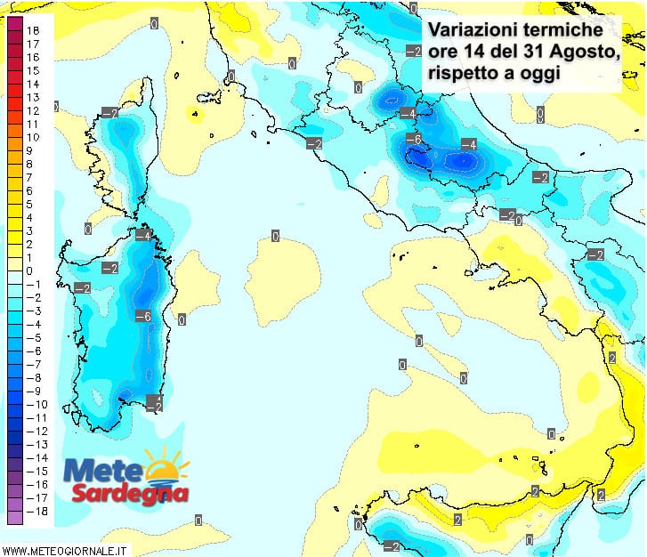 Variazioni termiche 1 - Via il caldo: temperature in calo tra martedì e mercoledì