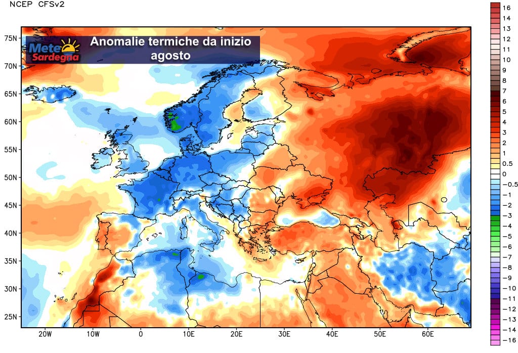 anomalie termiche - Prima decade d'agosto: per niente caldo, anzi!