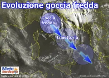 goccia daria fredda sfiora sardegna 350x250 - Sole e caldo estivo. In Sardegna la bella stagione non si attenua, e nel frattempo non piove