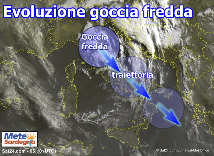 goccia daria fredda sfiora sardegna - Sardegna: goccia fredda sfila su Penisola. Cosa è accaduto e accadrà?