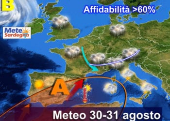 previsioni meteo sardegna 1 8 350x250 - European Storm Forecast Experiment (Estofex): oggi a Sardegna a rischio potenziale temporali violenti