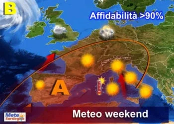 previsioni meteo sardegna 2 9 350x250 - Oggi e domani nuovi temporali in Sardegna. Ma per spegnere la siccità servirebbe ben altro. Meteo prossimi giorni