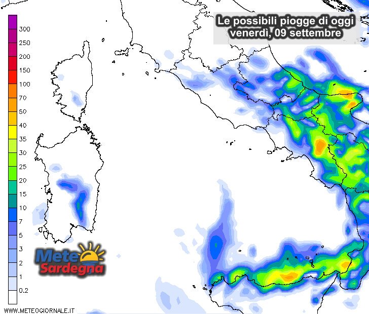 Piogge 4 - Previsione temporali: oggi probabili su cagliaritano e Campidano