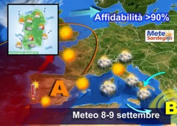 evoluzione meteo sardegna 1 350x250 - Oggi e domani nuovi temporali in Sardegna. Ma per spegnere la siccità servirebbe ben altro. Meteo prossimi giorni