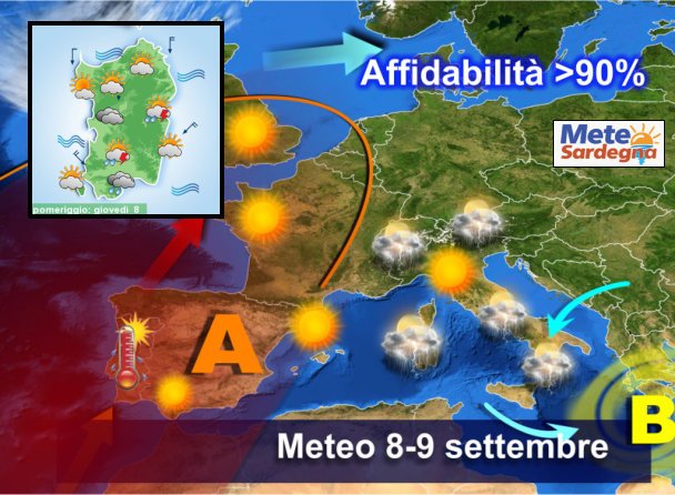 evoluzione meteo sardegna 1 - Oggi e domani nuovi temporali in Sardegna. Ma per spegnere la siccità servirebbe ben altro. Meteo prossimi giorni